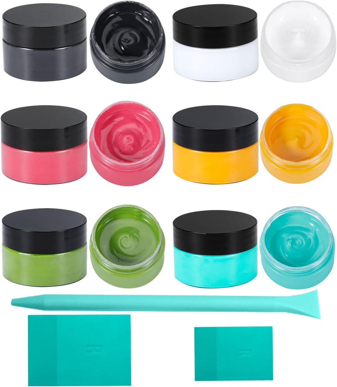 6-Color Chalk Paste Paint Set with 3 Squeegees – Non-Toxic DIY Stencil Paint for Wood, Fabric, T-Shirts, Walls – Ideal for Home Décor, Furniture, Signs & Creative Art Projects